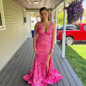 Jovani Vibrant Pink Prom Dress